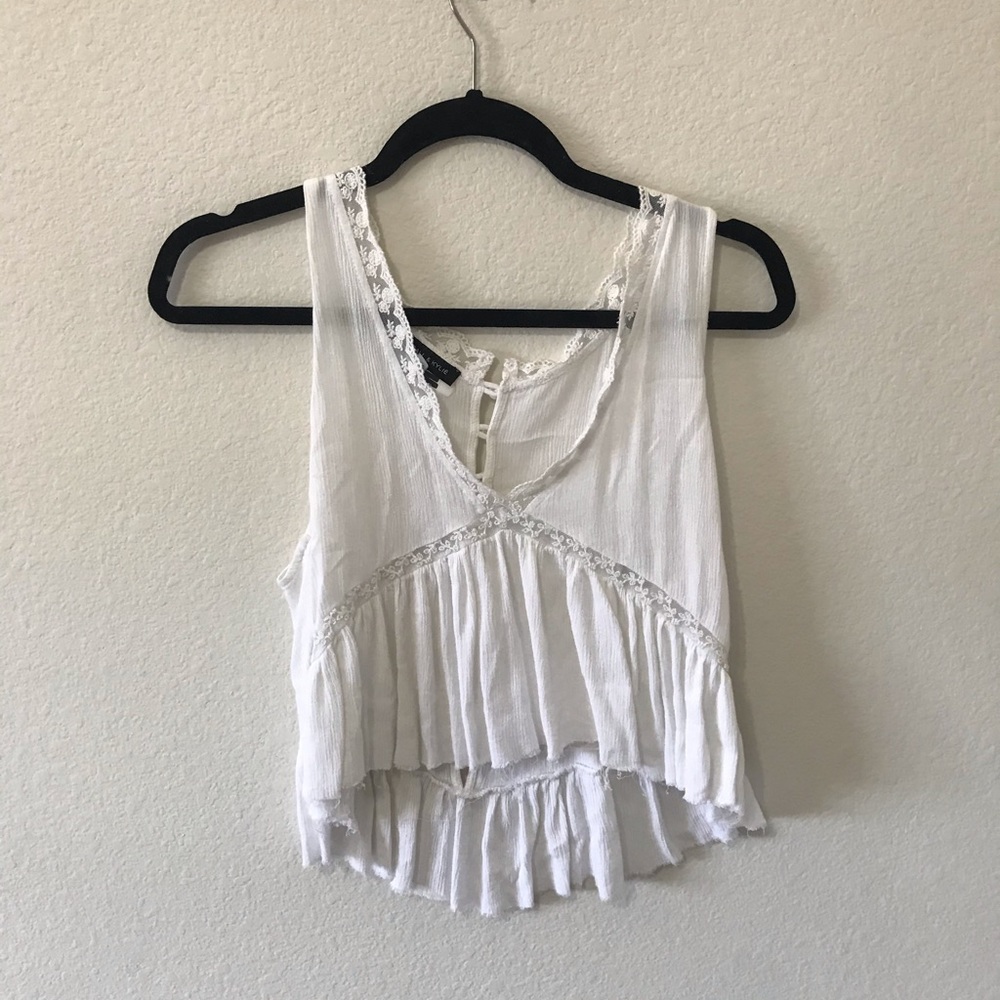 white cropped tank